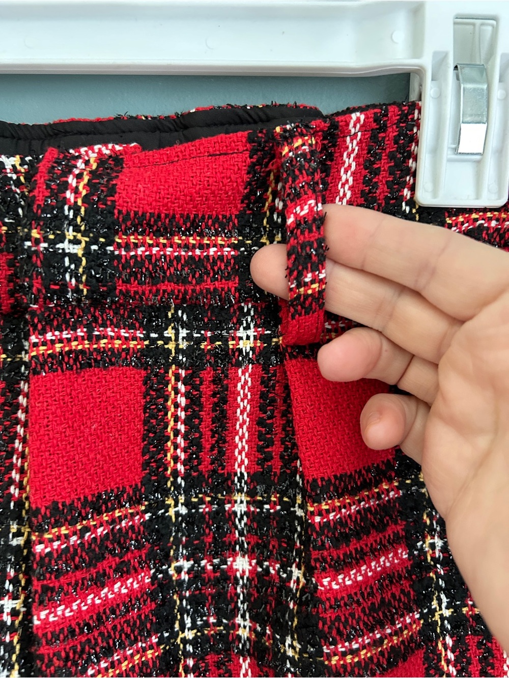 SHEIN Red Plaid Black Metallic High-Waist Shorts Size Small - Picture 5 of 9